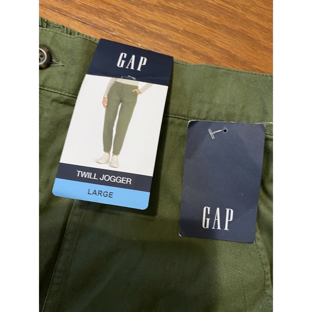 NWT Gap Twill Jogger Olive GREEN Washed Size LARGE Stretch Band New! NWT $70 - Picture 3 of 6